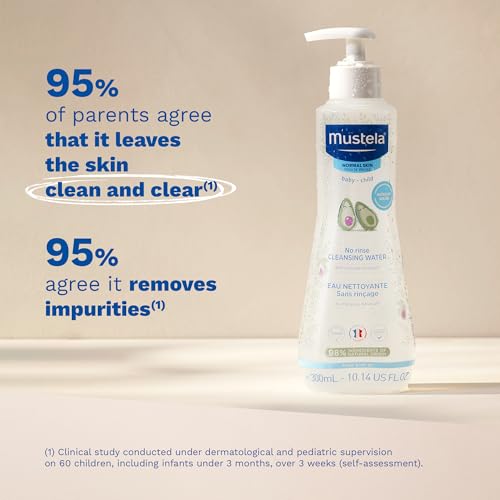Mustela No-Rinse Micellar Baby Cleansing Water 10.1 Fl Oz - Natural Ingredients, Travel Pack