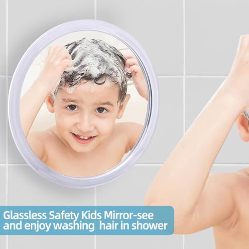 Fogless Shower Mirror with 3 Suction Cups, Shatterproof Anti-Fog