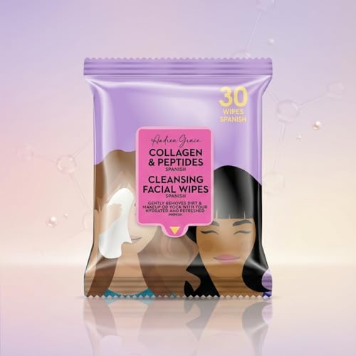 Andrea Grace Cleansing Face Wipes - 4 Pack Makeup Remover with Collagen & Peptides