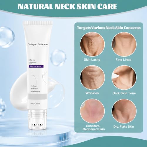 MACEG Lumé Neck Firming Cream with 5-Roller Applicator - Anti-Aging Collagen Lift
