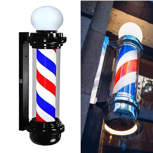 35-inch LED Barber Pole Light with Red White Blue Stripes