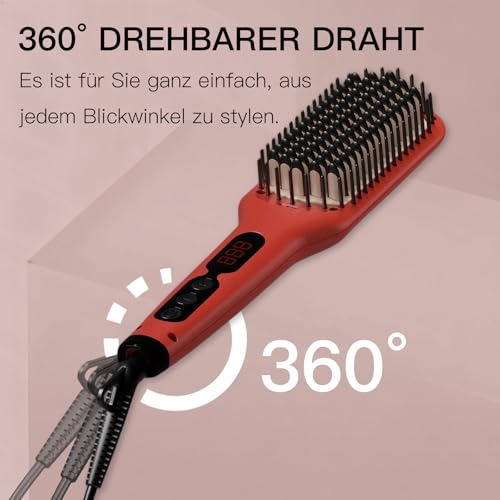 MEGAWISE Hair Straightener Brush Pro - Fast Heating Ceramic Ionic