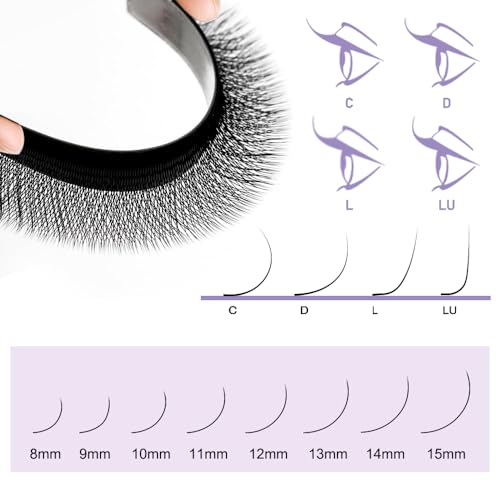 4D YY Eyelash Extension Colored 0.07mm C Curl 8-14mm Mixed Tray Premade Fan 2D Y Shape Volume Lash 12 Rows Color Lashes (8-14 MIX, Brown, 0.07 C)
