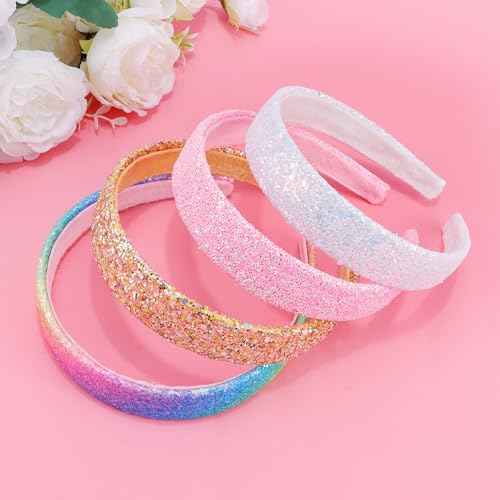 Glitter Headbands for Girls, Sparkly Sequin Headband Hairbands for Girls Non-slip, Cute Bling Head bands Hair Accessories For Toddler