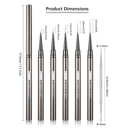 Nail Liner Brush, Fine Line Nail art Brushes 5/9/15/20/25mm Thin Line Nail Brushes Detail Drawing, Liner Brush for Nails Gel