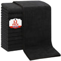 FIXSMITH Salon Towels 12 Pack, 16x27 in Black Microfiber