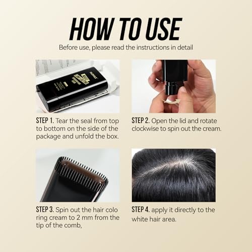Root Touch Up Hair Color Stick with Comb - Waterproof Gray Coverage
