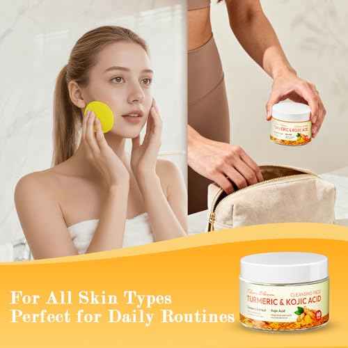 Turmeric Kojic Acid Cleansing Pads ? Gentle Exfoliating Face Pads for Radiant & Healthy-Looking Skin ? 60 Count