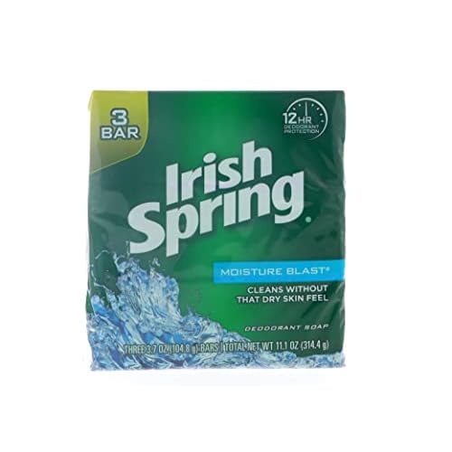 Irish Spring Moisture Blast Deodorant Bar Soap, 11.1 oz bars, 3 each (Pack of 2)