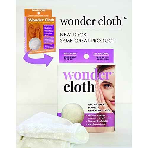 Wonder Cloth (Pack of 3) - All Natural Make-Up Remover Cloth, Removes Makeup Instantly with Just Water, Cleanses and Exfoliates, Machine Washable