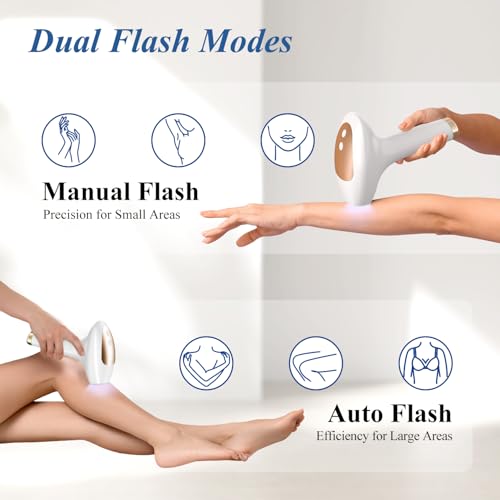 White & Golden IPL Hair Removal Device with Cooling, Painless at-Home Hair Remover for Women & Men