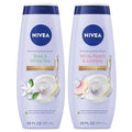 NIVEA Refreshing Basil and White Tea Scented Body Wash (20 Fl Oz) + NIVEA Refreshing White Peach and Jasmine Scented Body Wash (20 Fl Oz) with Nourishing Serum