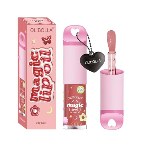 Lip Oil, Nourishing and Hydrating Tinted Lip Oil, High-Shine Glimmer Finish, Non-Sticky, Long-Lasting and Volumizing Formula, 0.12 Fl Oz(06 Caramel)