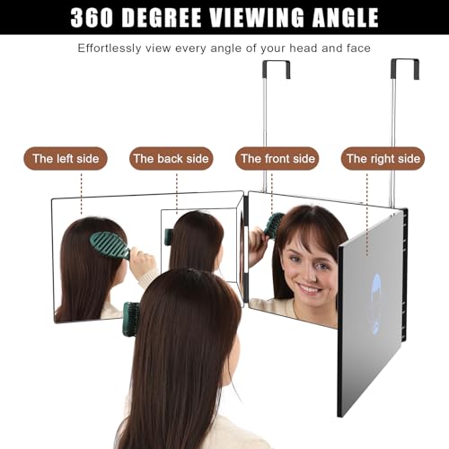 OLIBUY Adjustable 3-Way Mirror for Hair Cutting & Makeup