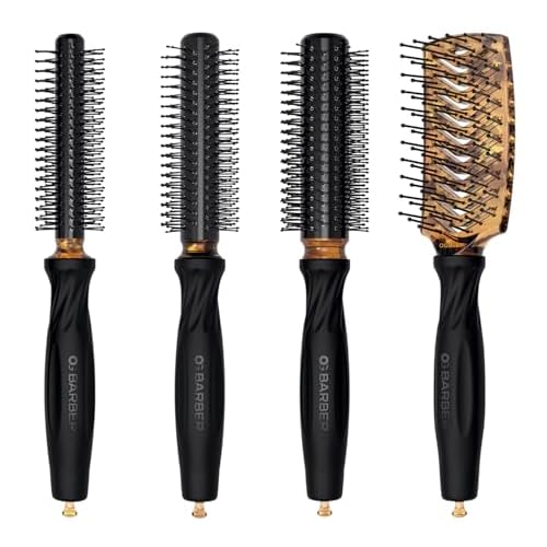 Olivia Garden OG Barber brushes with comfortable ball points tips, ergonomic non-slip handle, ionic technology, lightweight, for easy and quick styling on short hair, ideal for men grooming