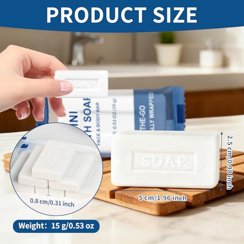 Mini Travel Size Bar Soap in Bulk - Pack of 200,Individually Wrapped 15 g/0.53 oz Disposable Small Hotel Hand Face & Body Soap for Guests,Homeless,Charity,Church,Shelter,Nursing Home