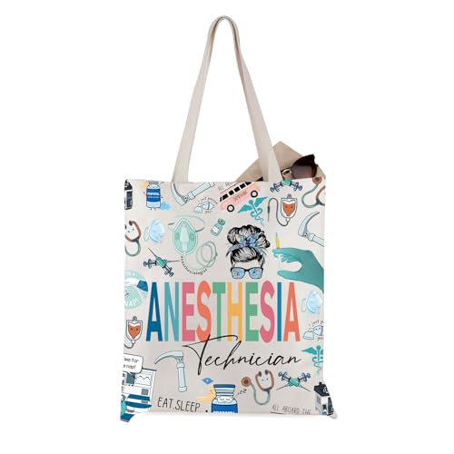WCGXKO Anesthesia Technician Gift CRNA Anesthesia Tech Week Gift Canvas Tote Bag