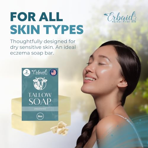 Beef Tallow Soap Bar ? All Natural Grass Fed Tallow Soap Unscented ? Moisturizing Face & Body Wash Great for Eczema, Dry, Itchy, Sensitive Skin ? Handcrafted Bath Soap for Adults, Kids, Made in USA
