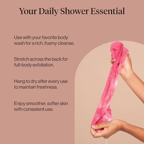 Kitsch African Net Sponge - Exfoliating Body Scrubber, Berry Pink, 3 Pack