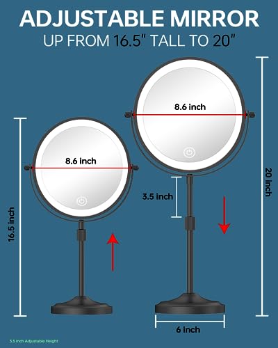 8.6" Lighted Makeup Mirror 1X/10X Magnification Rechargeable