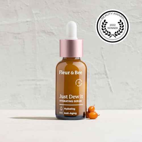 Hydrating and Anti Aging Face Serum With Natural, 100% Vegan Ingredients | Hyaluronic Acid Serum for Sensitive and Dry Skin | Just Dew It by Fleur & Bee - 1 fl oz