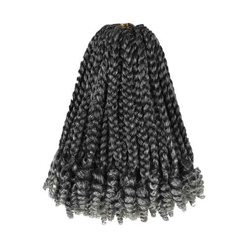 7 Packs 10 Inches Goddess Box Braid Crochet Hair with Toni Curl Ends for Black Women,Mother and Baby Kids - Ombre Gray, Bohemian Box Braids Crochet Hair (105 Strands,T1B/Gray)