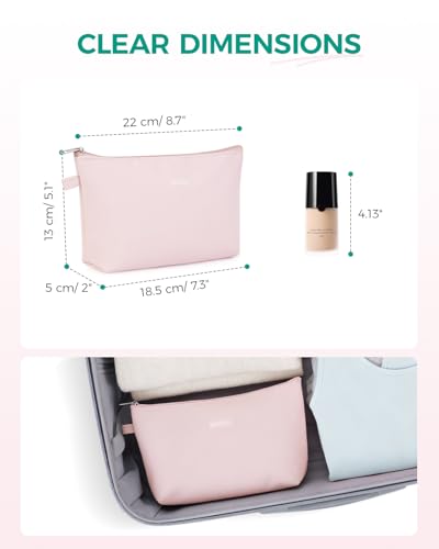 WANDF Compact PU Leather Makeup Bag - Small & Water-Resistant