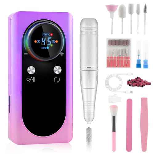 45000 RPM Nail Drill Machine Cordless, Rechargeable Electric Nail File Machine Professional Drill Tools for Acrylic Nails Gel Salon Manicure Pedicure