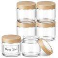 2oz Glass Jar with Wood Lid, 6 Pack - Clear Cosmetic Containers