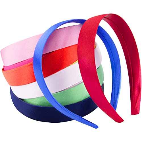 Duufin 30 Pieces Satin Headband for Women and Girls - 1 Inch Hard Headbands in 30 Colors Plastic and Satin Fabric, Simple and Practical, Craft and DIY