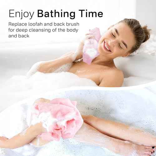 Yiclick Exfoliating Washcloth Towel¡¼3 Pack¡½- Exfoliating Body Scrubber Exfoliator, Back Scrubber for Shower Bath, Exfoliate Rags Wash Cloths, Loofah Lufa Sponge, Body Scrub & Exfoliation Women Men
