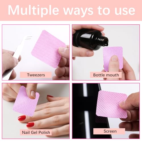 1500 Pcs Pink Lint Free Nail Wipes for Gel Polish Remover & Glue Cleaning
