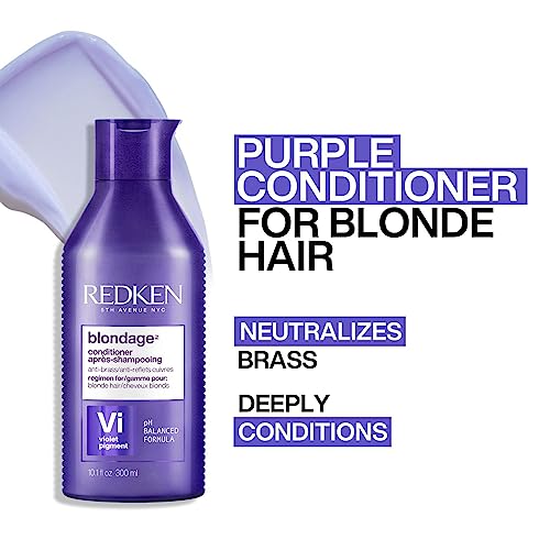 Redken Blondage Purple Shampoo and Conditioner Set For Blonde & Highlighted Hair - Neutralizes Brass & Moisturizes Hair With Pure Violet Pigments, Color Depositing, 10.1 Fl Oz (Pack of 2)