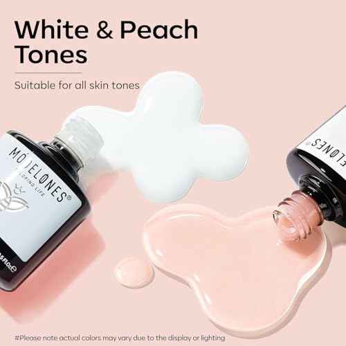 modelones French Tip Gel Nail Polish Set 2 Pcs 15ml Milk White and Nude Pink French Manicure Kit Jelly Nude Soak Off UV Natural Base Color Gel Polish Nail Art Home DIY Gift for Women