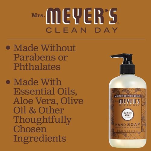 MRS. MEYER'S CLEAN DAY Hand Soap, Acorn Spice, Made with Essential Oils, 12.5 oz - Pack of 3