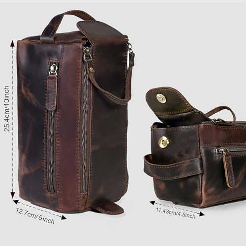 cuero Genuine Buffalo Leather Unisex Toiletry Bag Travel Leather Dopp Kit Made With High Class Buffalo Leather
