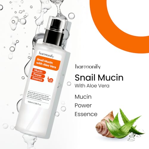 Snail Mucin Serum for Face with Aloe Vera, 96,3% Snail Secretion Filtrate Repairing Essence, Korean Skin Care Hydrating Facial Serum, Personal & Skin Care, 3.38 fl.oz