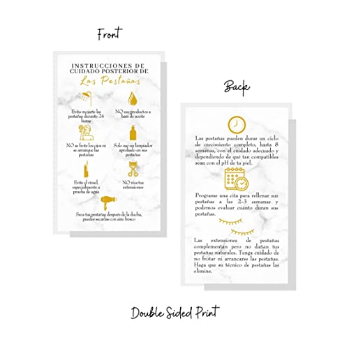 Spanish Lash Aftercare Cards 50pk | Eyelash Extension Supplies