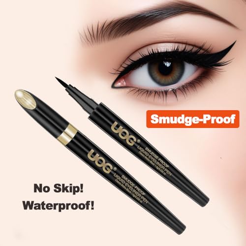 UOG Liquid Eyeliner - Waterproof, Smudge-Proof, Quick-Dry with Precise Slender Brush Tip. No-Skip, Allergy-Free, Long-Lasting up to 72 Hours. 1.0mL/0.035 Fl oz