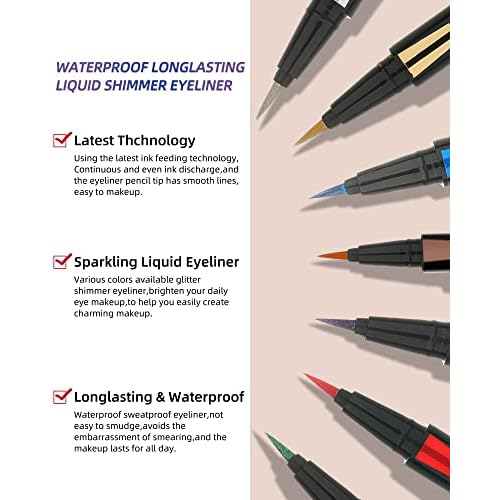 Bronze Glitter Eyeliner Liquid Liner-1Pcs Brown Metallic Shimmer Sparkling Colored Eye Liner Eyeshadow Makeup Pen, Long Lasting High Pigmented Waterproof Smudge-proof Eyeliner Pencil, Gift for Women