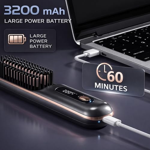 NUMOYA Go Brush Pro Cordless Hair Straightener, Portable Travel