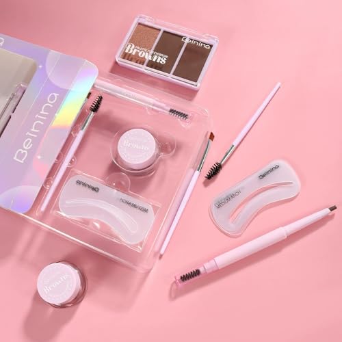 Eyebrow Stencil Kit with Pomade, Pencil & Brush - Waterproof