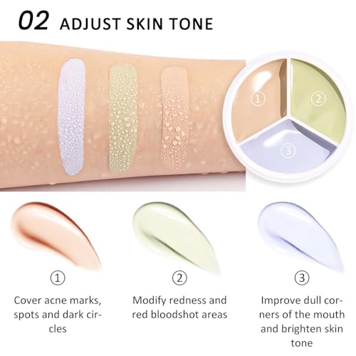 Kaely Tri-Color Concealer Palette - Full Coverage Under Eye