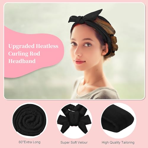 Heatless Hair Curler Headband - 60" Extra Long Soft Velvet Sleeping Curling Rod