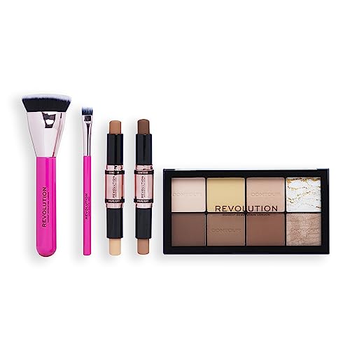 Makeup Revolution All About The Contour Makeup Set, Contouring Kit with Brushes and Palette