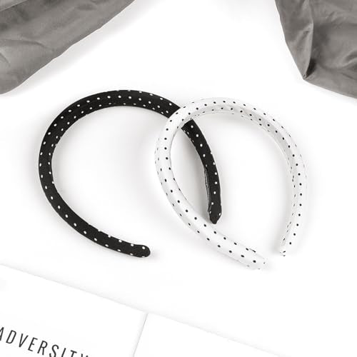 Polka Dot Headbands for Women, Non-Slip Wide Headband 2-Pack