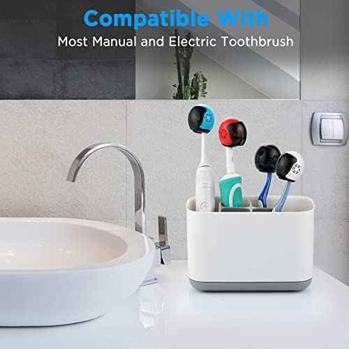 Helmet Toothbrush Covers Caps, Toothbrush Head Protector for Household Travel, Fits Most Manual and Electric Toothbrushes, 6 Count (Black, White, Grey, Blue, Pink, Red)