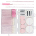 Pink Disposable Makeup Applicator Kit with Micro Brushes & Sponge Set - Light Pink