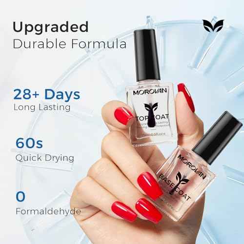 Base Top Coat Nail Polish: Clear Quick Dry High Glossy Nail Polish Shiny No Chip Long Lasting Air Dry Top Coat for Nail Art Manicure Salon Quality Women Gift