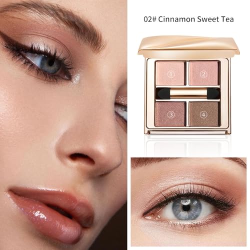 Light Peach Pink Mocha Brown Eyeshadow Palette with Mirror